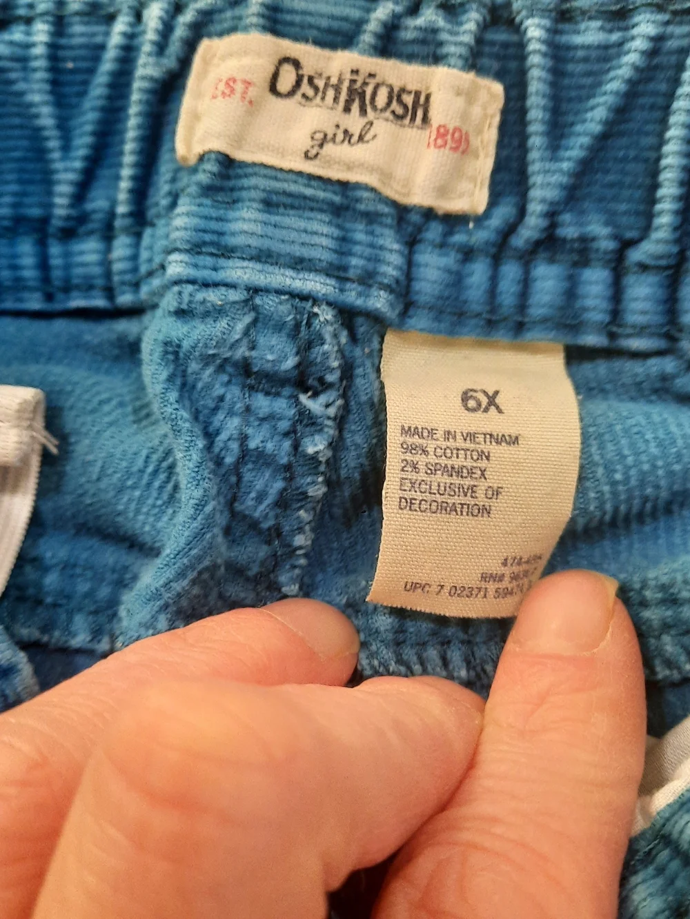 OshKosh B'gosh Girls Bootcut Green Blue Corduroy Pants 6x
